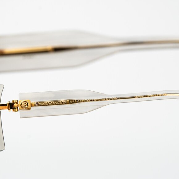 Balmain Women Sunglasses Titanium Grey Crystal Gold Rectangle ADMIRABLE BPS-130B - Picture 10 of 12